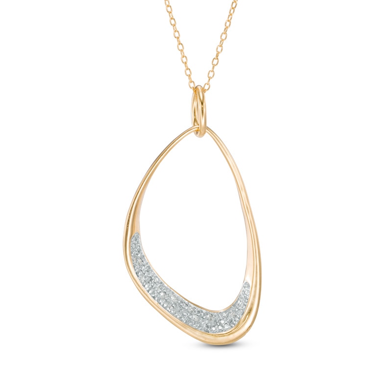 Main Image 1 of Previously Owned - 1/10 CT. T.W. Diamond Freeform Oval Pendant in Sterling Silver and 18K Gold Plate