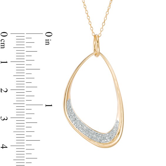 Previously Owned - 1/10 CT. T.w. Diamond Freeform Oval Pendant in Sterling Silver and 18K Gold Plate