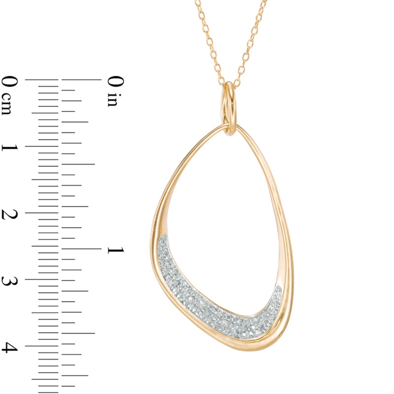 Main Image 2 of Previously Owned - 1/10 CT. T.W. Diamond Freeform Oval Pendant in Sterling Silver and 18K Gold Plate