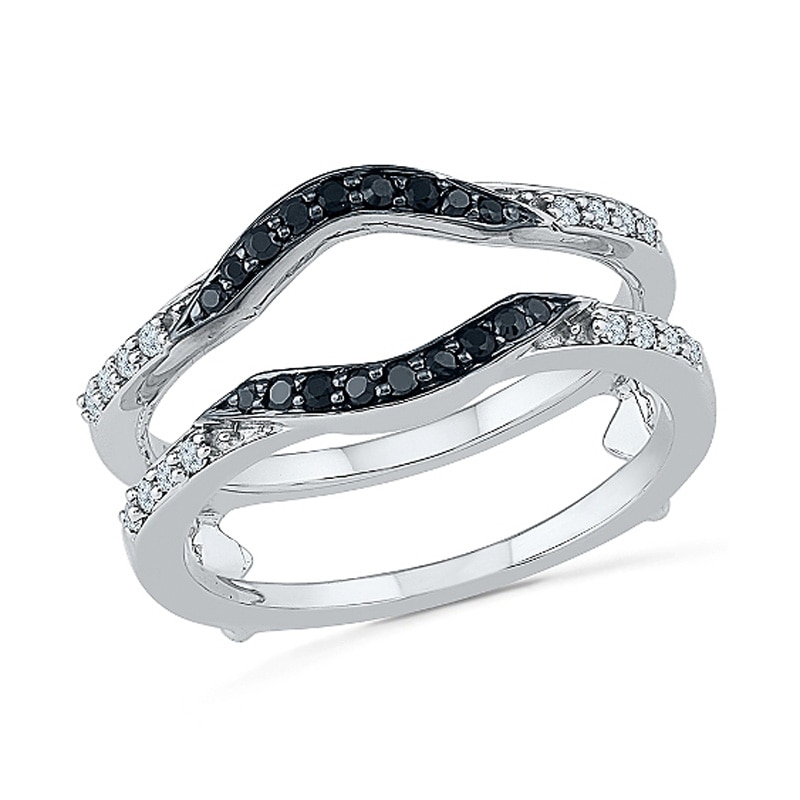 Main Image 1 of Previously Owned - 1/4 CT. T.W.  Black and White Diamond Solitaire Enhancer in 10K White Gold