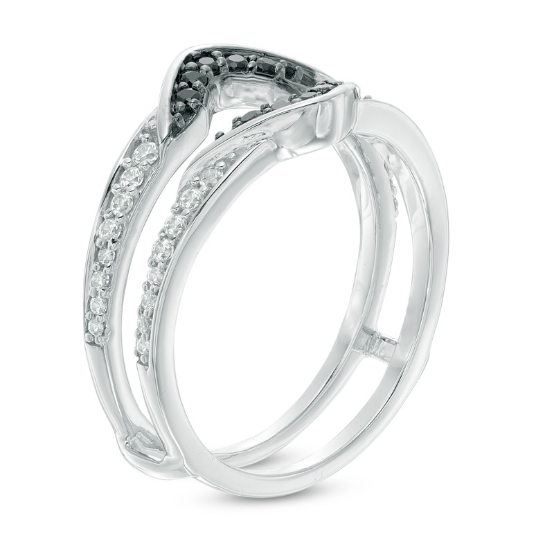 Main Image 2 of Previously Owned - 1/4 CT. T.W.  Black and White Diamond Solitaire Enhancer in 10K White Gold