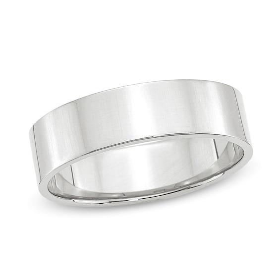 Previously Owned - 6.0mm Flat Square-Edged Wedding Band in 14K White Gold