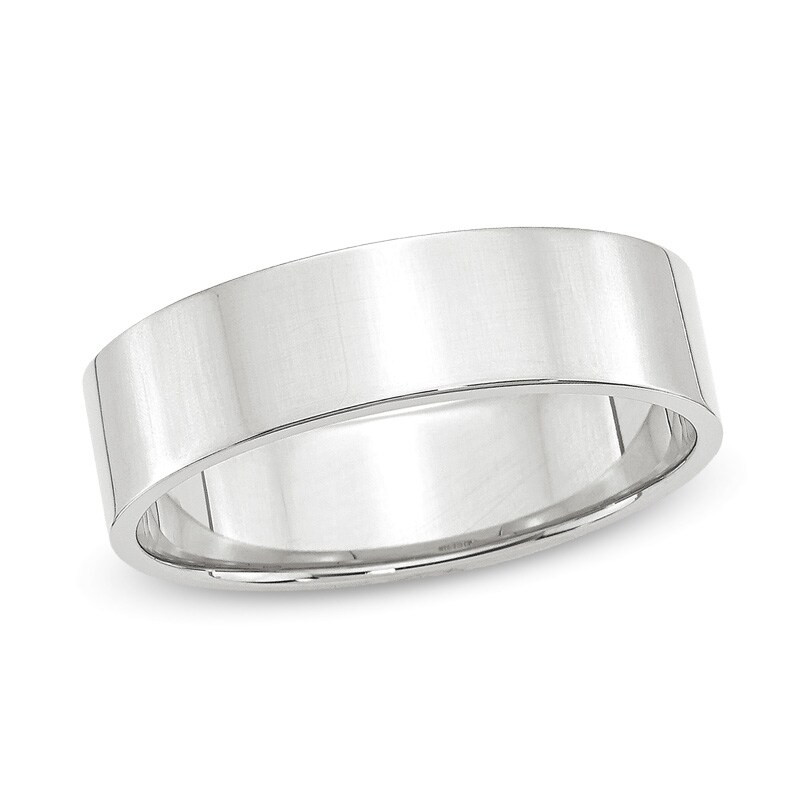 Main Image 1 of Previously Owned - 6.0mm Flat Square-Edged Wedding Band in 14K White Gold
