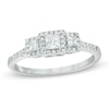 Thumbnail Image 1 of Previously Owned - 1/2 CT. T.W. Princess-Cut Diamond Frame Past Present Future® Engagement Ring in 14K White Gold