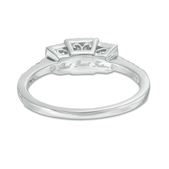 Previously Owned - 1/2 CT. T.w. Princess-Cut Diamond Frame Past Present FutureÂ® Engagement Ring in 14K White Gold