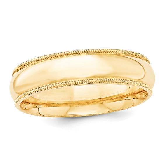 Previously Owned - 6.0mm Comfort-Fit Milgrain Wedding Band in 14K Gold
