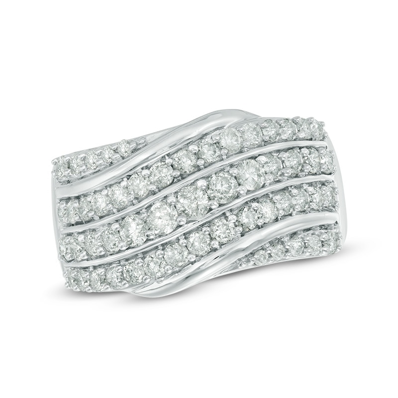 Main Image 1 of Previously Owned - 1 CT. T.W. Diamond Slant Anniversary Band in 10K White Gold