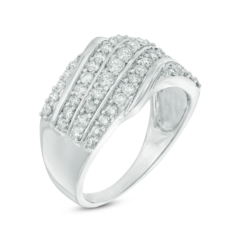 Main Image 2 of Previously Owned - 1 CT. T.W. Diamond Slant Anniversary Band in 10K White Gold