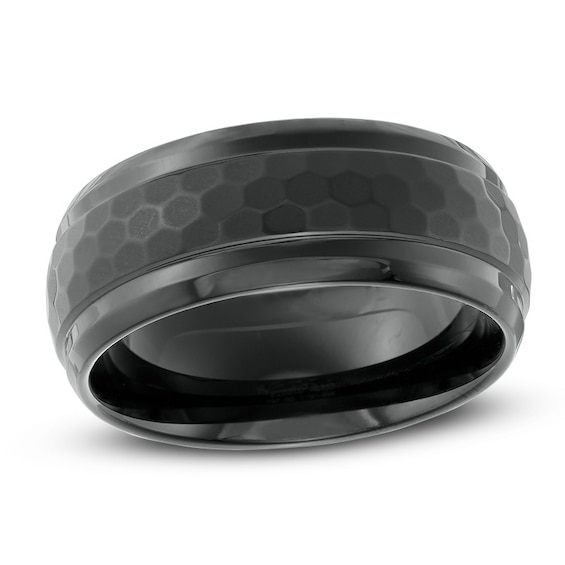 Previously Owned - Triton 9.0mm Comfort Fit Honeycombed Black Tungsten Wedding Band