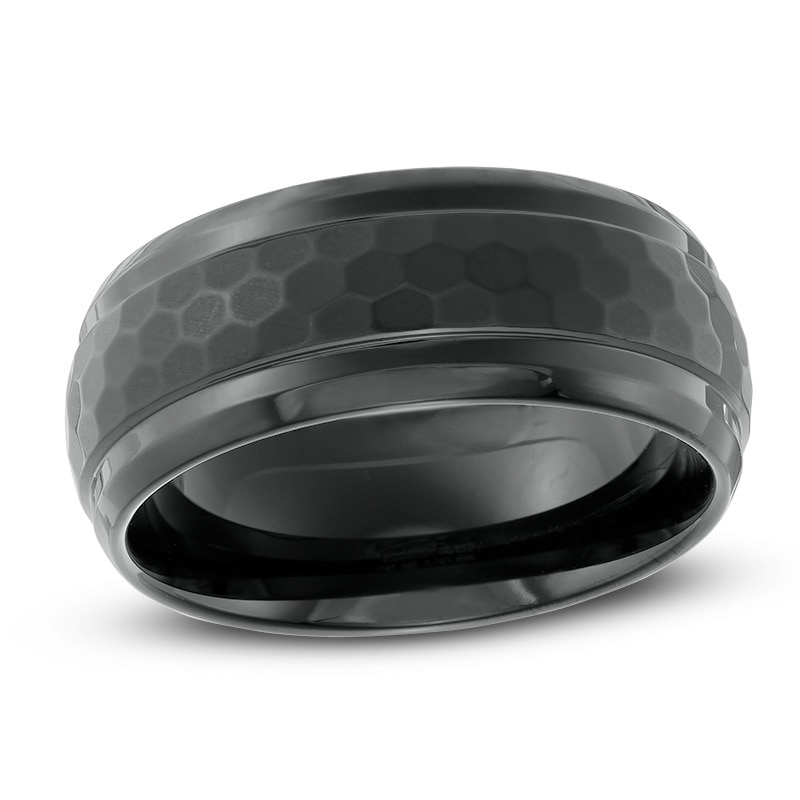Main Image 1 of Previously Owned - Triton 9.0mm Comfort Fit Honeycombed Black Tungsten Wedding Band