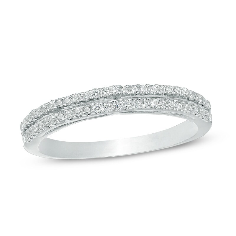 Main Image 1 of Previously Owned - 1/10 CT. T.W. Diamond Two Row Anniversary Band in Sterling Silver