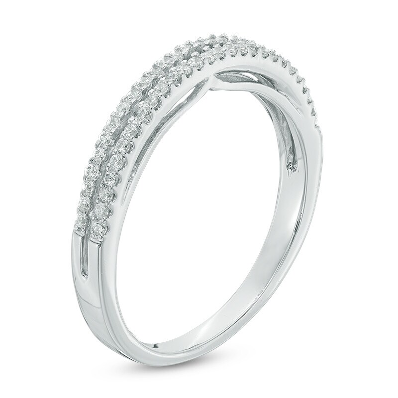 Main Image 2 of Previously Owned - 1/10 CT. T.W. Diamond Two Row Anniversary Band in Sterling Silver