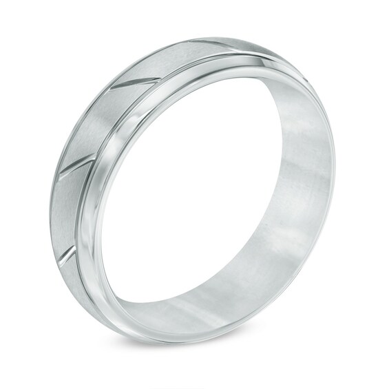 Previously Owned - Triton 6.0mm Comfort Fit Slant Groove Tungsten Wedding Band