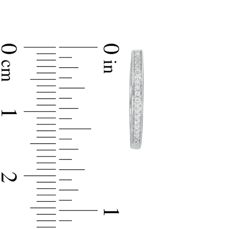 Main Image 2 of Previously Owned - 1/15 CT. T.W. Diamond Hoop Earrings in 10K White Gold