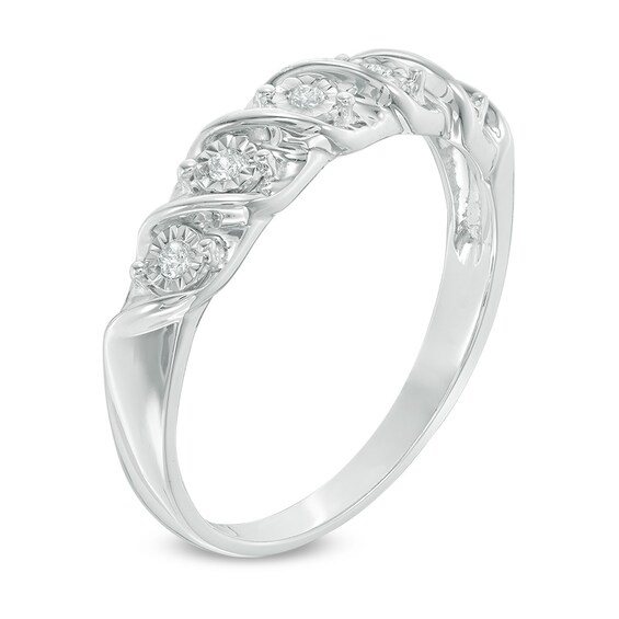 Previously Owned - 1/20 CT. T.w. Diamond Five Stone "S" Anniversary Band in Sterling Silver