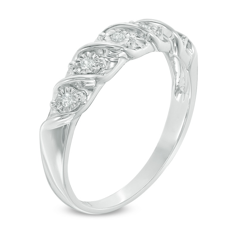 Main Image 2 of Previously Owned - 1/20 CT. T.W. Diamond Five Stone "S" Anniversary Band in Sterling Silver