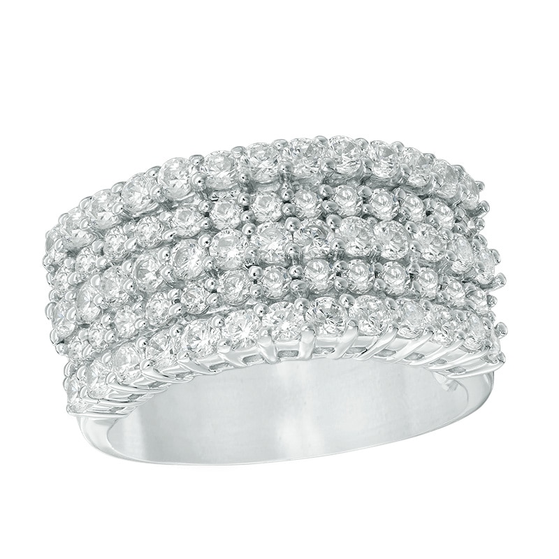 Main Image 1 of Previously Owned - 1-1/2  CT. T.W. Diamond Five Row Anniversary Ring in 10K White Gold