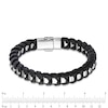 Thumbnail Image 2 of Previously Owned - Woven Black Leather Bracelet in Stainless Steel - 8.5"