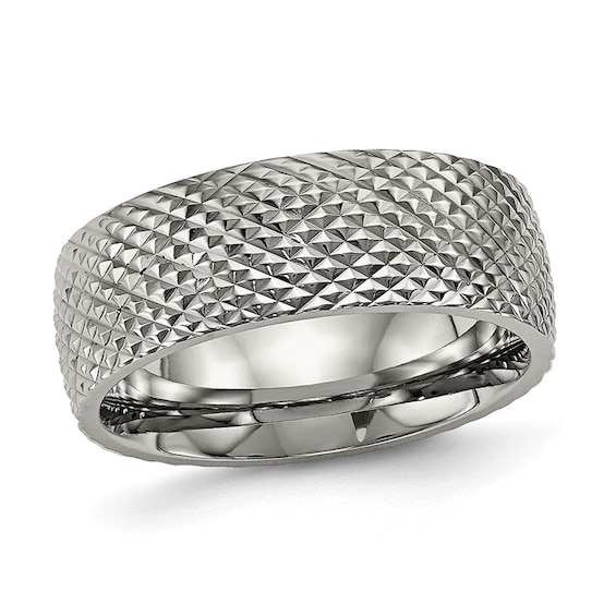 Previously Owned - 8.0mm Spiked Low Dome Wedding Band in Titanium