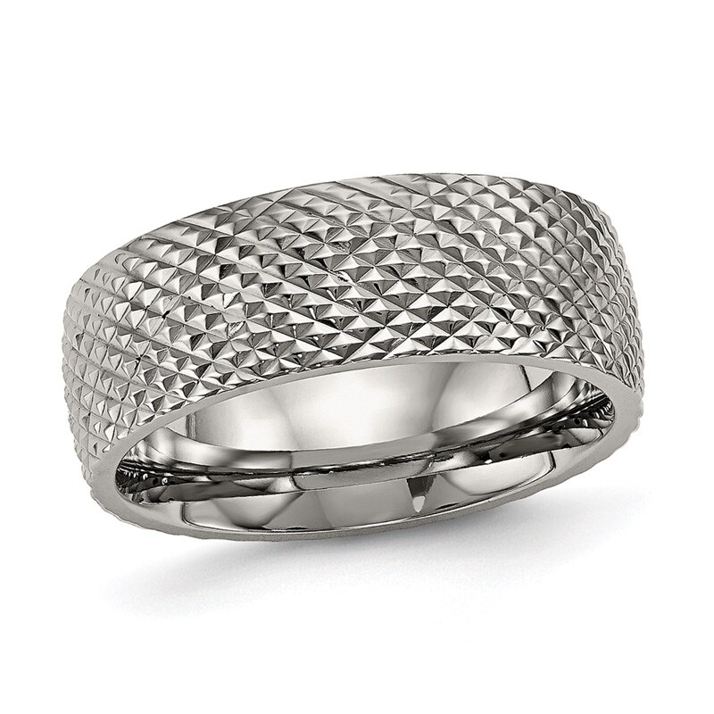 Main Image 1 of Previously Owned - 8.0mm Spiked Low Dome Wedding Band in Titanium