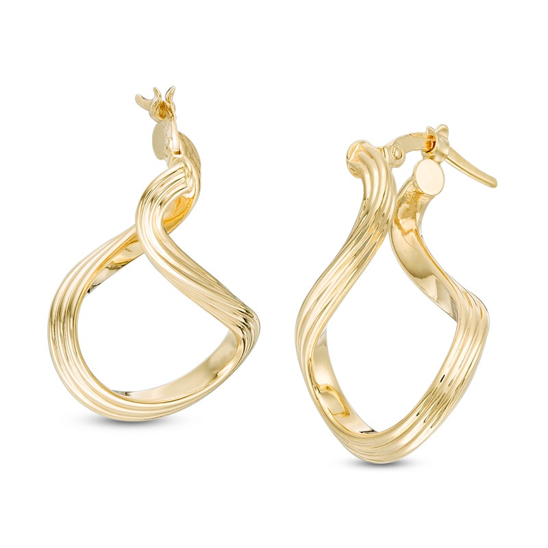 Main Image 1 of Previously Owned - Textured Abstract Hoop Earrings in 14K Gold