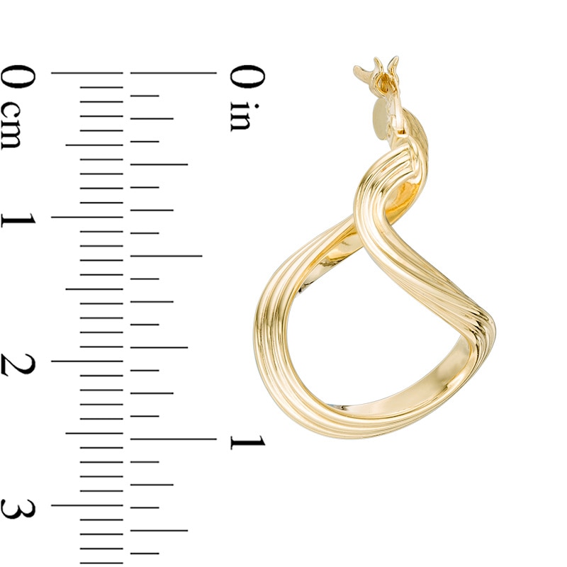 Main Image 2 of Previously Owned - Textured Abstract Hoop Earrings in 14K Gold