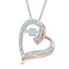 Thumbnail Image 1 of Previously Owned - Diamond Accent Tilted Heart Pendant in Sterling Silver and 10K Rose Gold