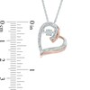 Thumbnail Image 2 of Previously Owned - Diamond Accent Tilted Heart Pendant in Sterling Silver and 10K Rose Gold