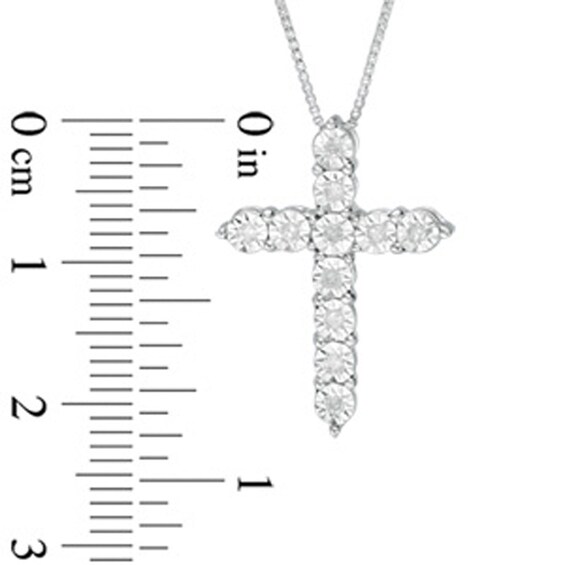 Previously Owned - 1/10 CT. T.w. Diamond Cross Pendant in Sterling Silver