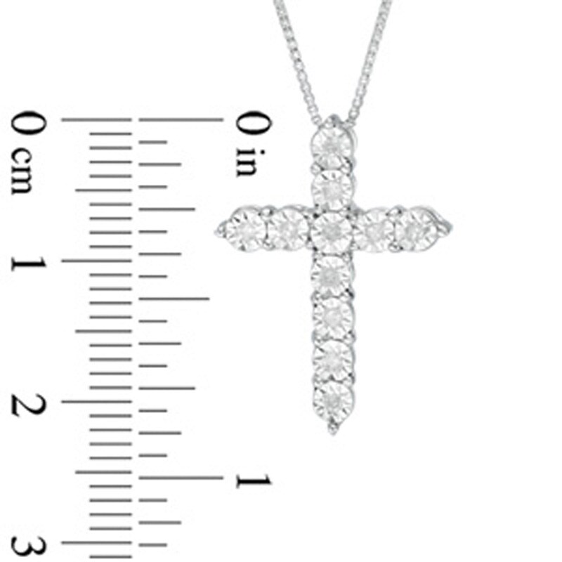 Main Image 2 of Previously Owned - 1/10 CT. T.W. Diamond Cross Pendant in Sterling Silver