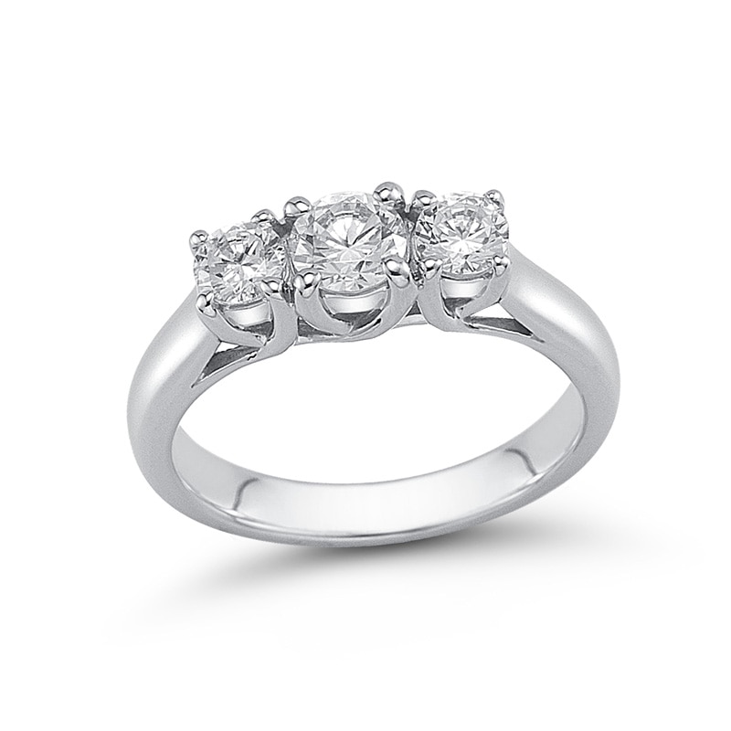 Previously Owned - 1 CT. T.W. Diamond Past Present Future® Engagement Ring in 14K White Gold