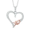 Thumbnail Image 1 of Previously Owned - 1/3 CT. T.W. Diamond "XO" Heart Pendant in Sterling Silver with 14K Rose Gold Plate