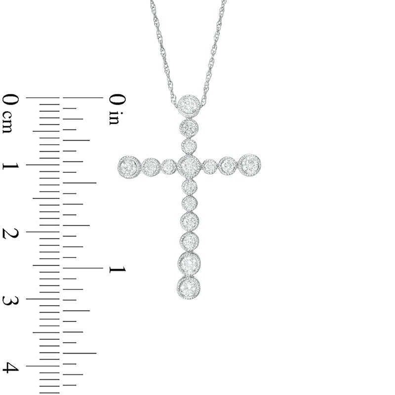 Main Image 2 of Previously Owned - 1/2 CT. T.W. Diamond Vintage-Style Cross Pendant in 14K White Gold