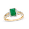 Thumbnail Image 1 of Previously Owned - Emerald-Cut Emerald and 1/10 CT. T.W. Diamond Frame Vintage-Style Split Shank Ring in 10K Gold