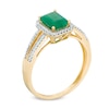 Thumbnail Image 2 of Previously Owned - Emerald-Cut Emerald and 1/10 CT. T.W. Diamond Frame Vintage-Style Split Shank Ring in 10K Gold