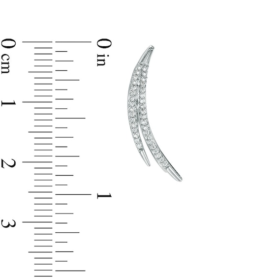 Previously Owned - 1/5 CT. T.w. Diamond Split Curve Crawler Earrings in Sterling Silver