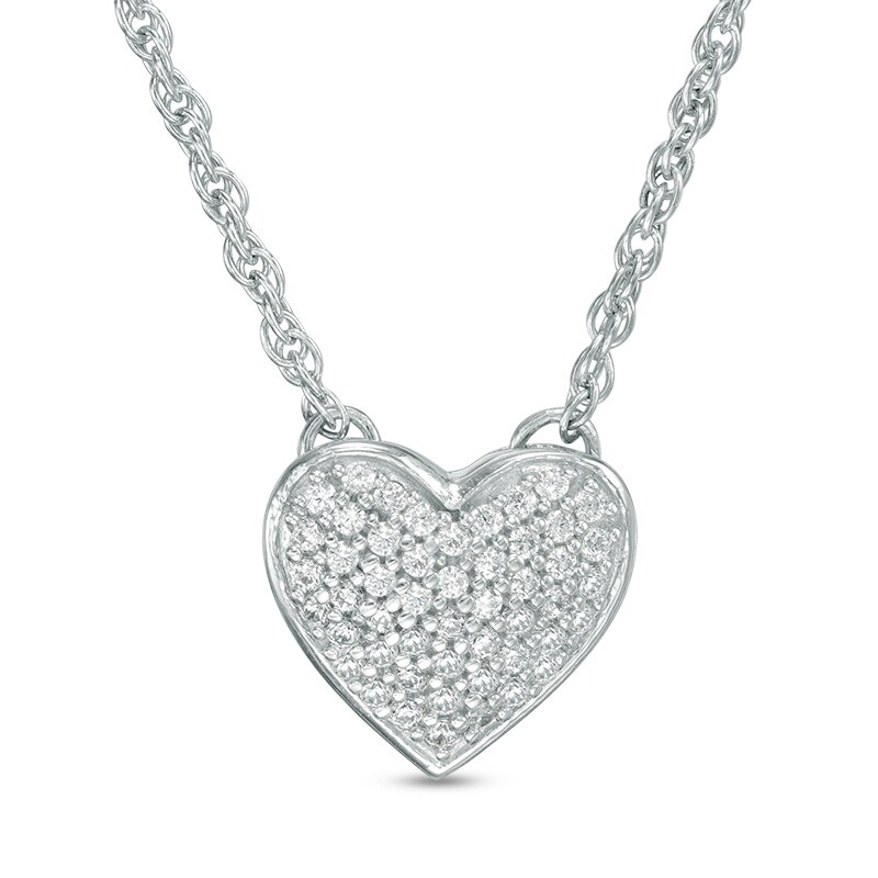 Main Image 1 of Previously Owned - 1/5 CT. T.W. Composite Diamond Heart Necklace in Sterling Silver
