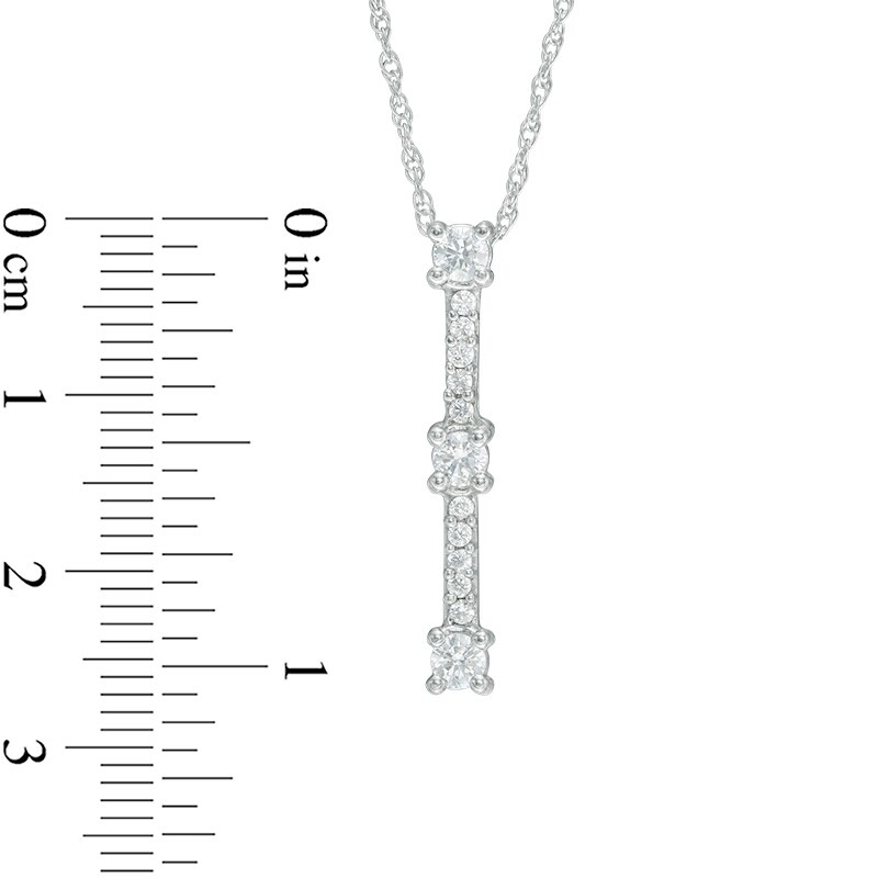Main Image 2 of Previously Owned - 1/2 CT. T.W. Diamond Vertical Three Stone Pendant in 10K White Gold