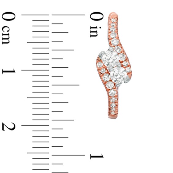 Previously Owned - Ever UsÂ® 5/8 CT. T.w. Two-Stone Diamond Bypass Hoop Earrings in 14K Rose Gold