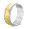 Thumbnail Image 2 of Previously Owned - Men's 8.0mm Hammered Milgrain Comfort Fit Wedding Band in 14K Two-Tone Gold
