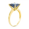 Thumbnail Image 2 of Previously Owned - 8.0mm Princess-Cut Lab-Created Blue Sapphire Solitaire Ring in 10K Gold