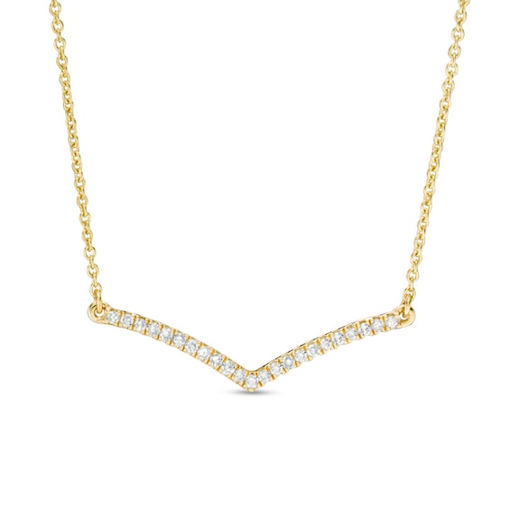 Previously Owned - 1/8 CT. T.w. Diamond Curved Chevron Necklace in 10K Gold
