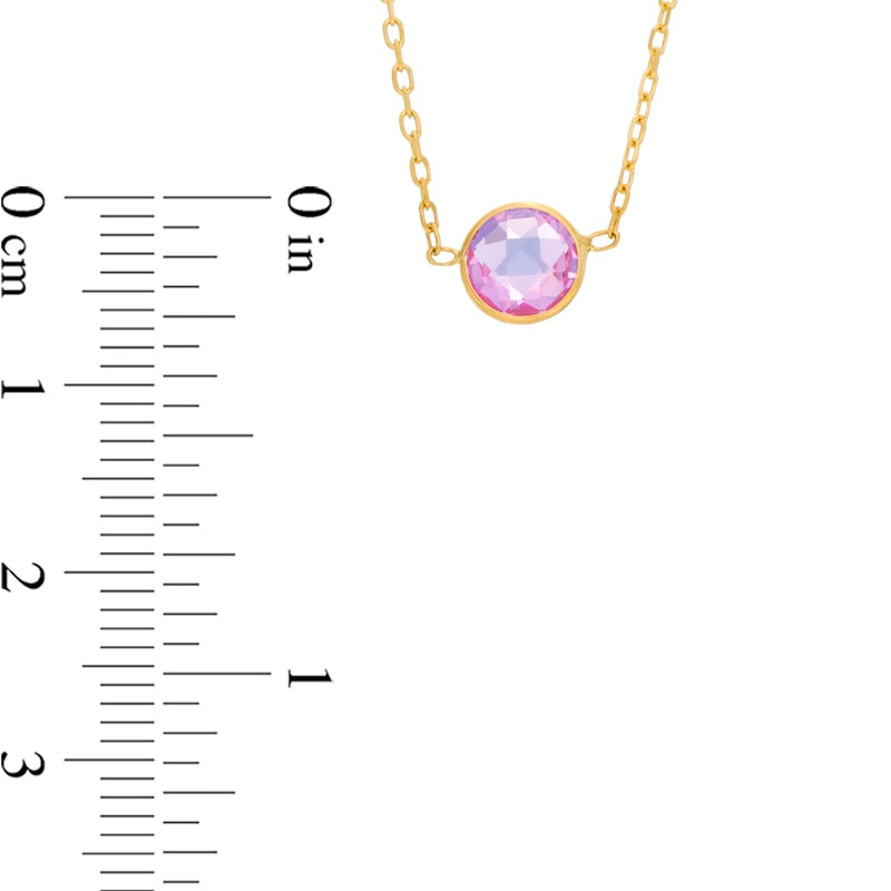 Main Image 2 of Previously Owned - 6.0mm Lab-Created Pink Sapphire Solitaire Necklace in 10K Gold - 17"
