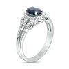 Thumbnail Image 2 of Previously Owned - Oval Blue Sapphire and 1/4 CT. T.W. Diamond Frame Ring in 10K White Gold
