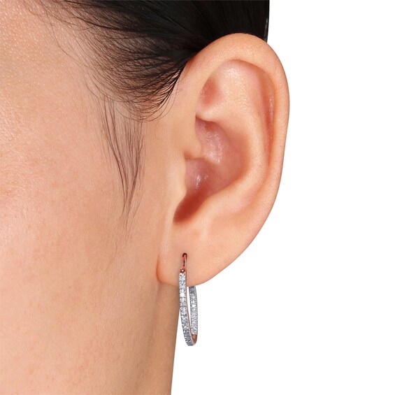 Previously Owned - 1/4 CT. T.w. Diamond Inside-Out Hoop Earrings in 10K Rose Gold