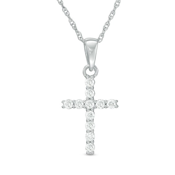 Previously Owned - 1/6 CT. T.w. Diamond Cross Pendant in 14K White Gold
