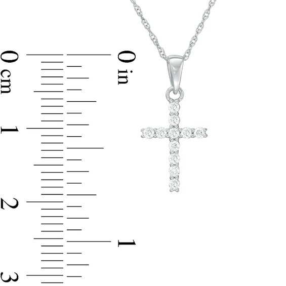 Previously Owned - 1/6 CT. T.w. Diamond Cross Pendant in 14K White Gold