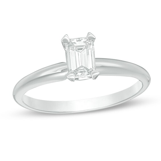 Previously Owned - 1/2 CT. Emerald-Cut Diamond Solitaire Engagement Ring in Platinum