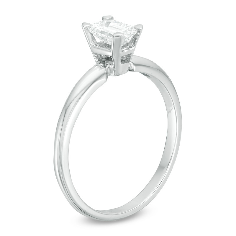 Main Image 2 of Previously Owned - 1/2 CT. Emerald-Cut Diamond Solitaire Engagement Ring in Platinum