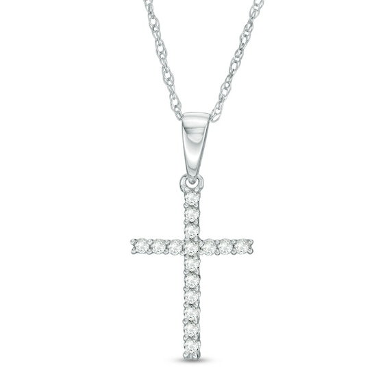 Previously Owned - 1/10 CT. T.w. Diamond Cross Pendant in 10K White Gold